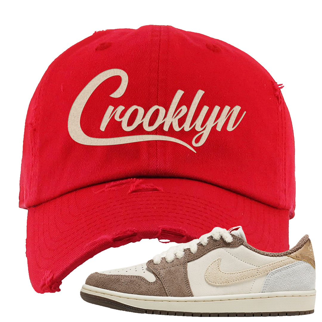 Year of the Rabbit Low 1s Distressed Dad Hat | Crooklyn, Red