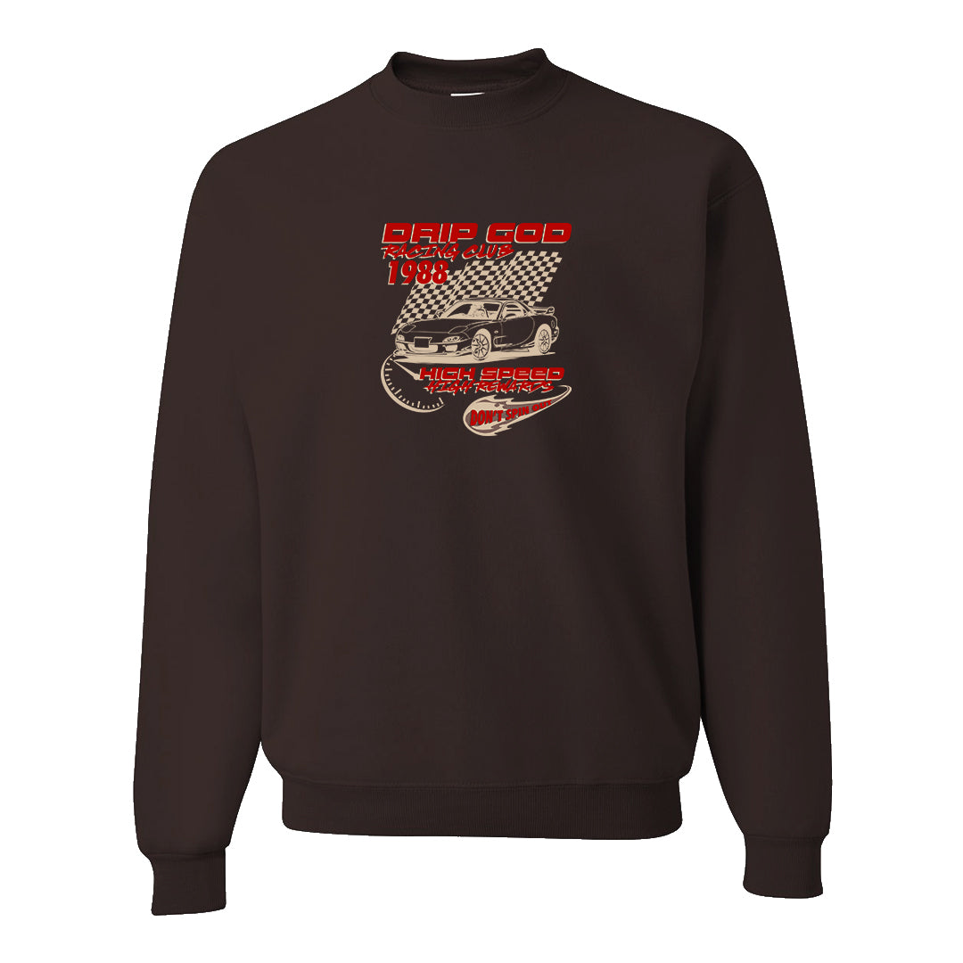 Year of the Rabbit Low 1s Crewneck Sweatshirt | Drip God Racing Club, Dark Chocolate