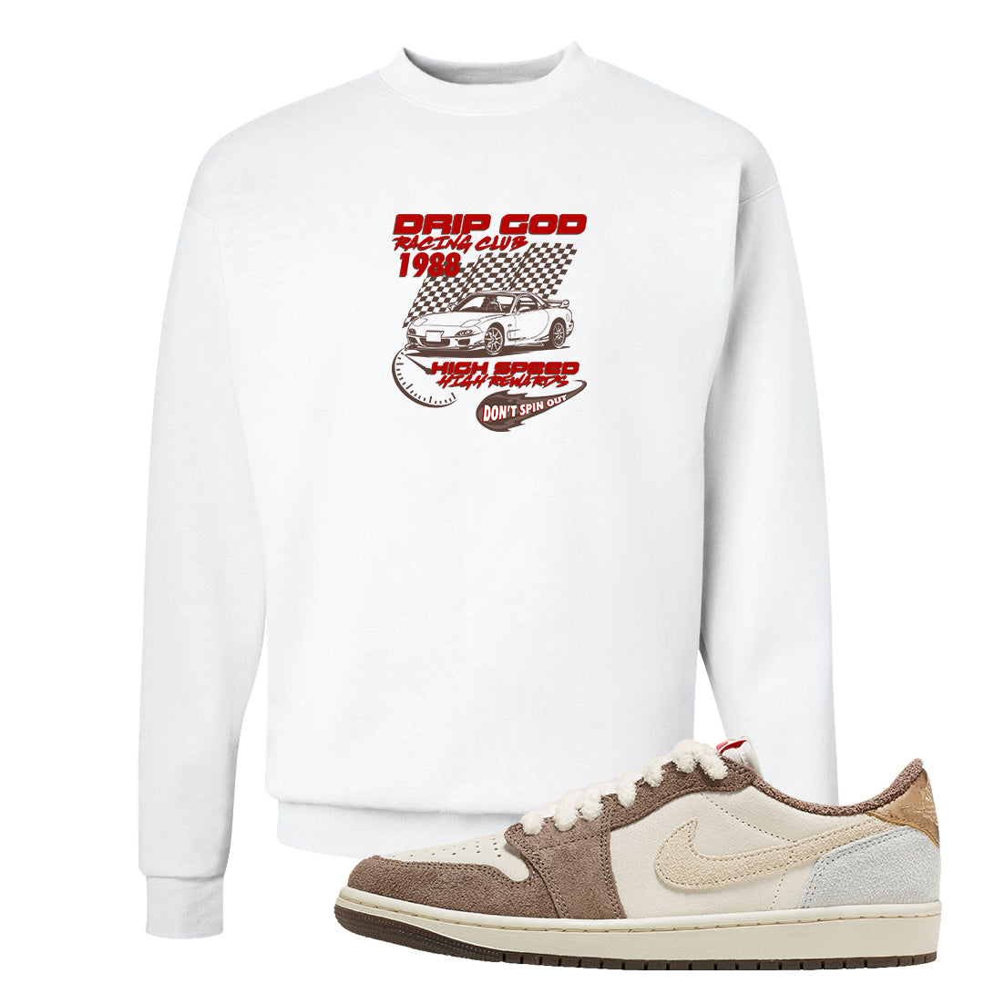 Year of the Rabbit Low 1s Crewneck Sweatshirt | Drip God Racing Club, White