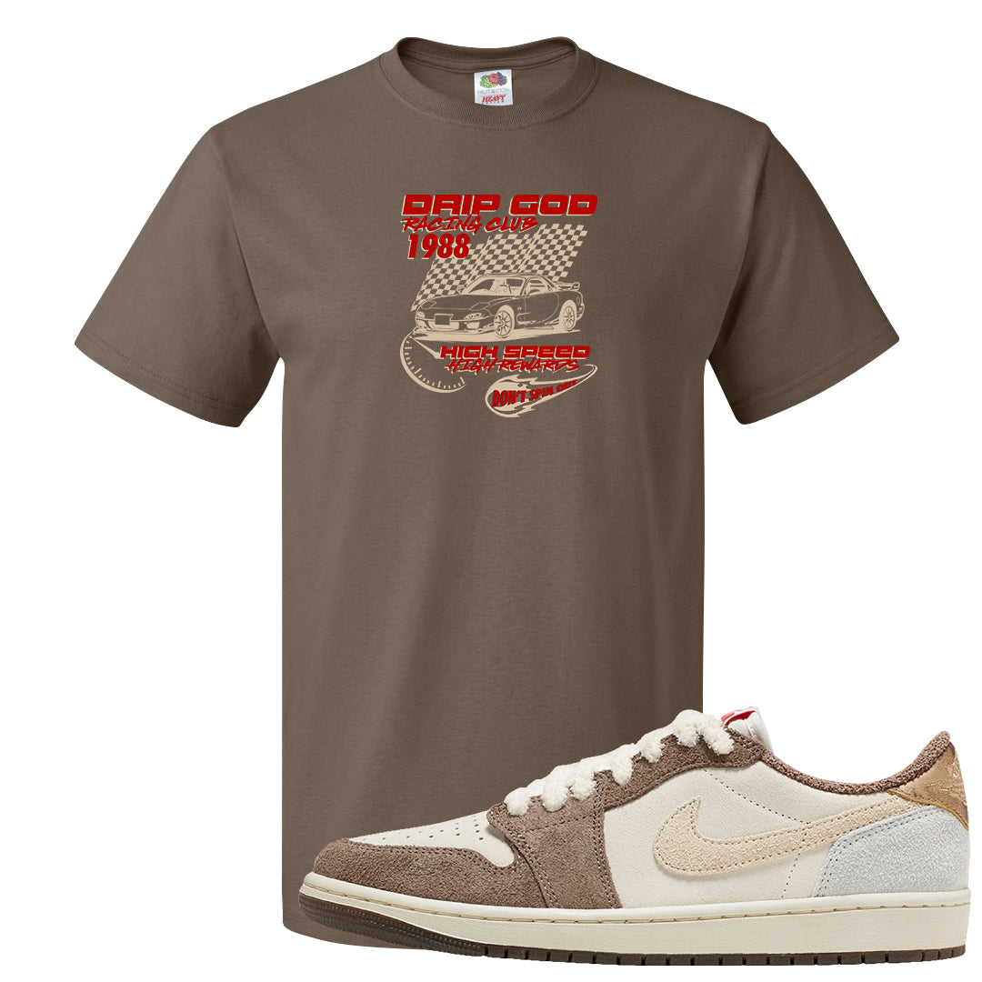 Year of the Rabbit Low 1s T Shirt | Drip God Racing Club, Chocolate