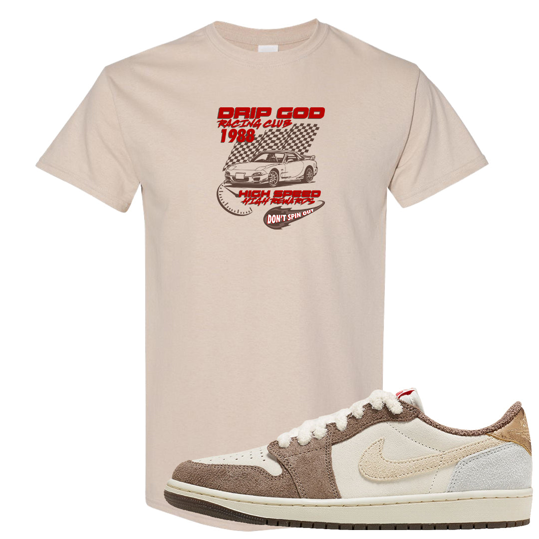 Year of the Rabbit Low 1s T Shirt | Drip God Racing Club, Sand