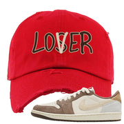 Year of the Rabbit Low 1s Distressed Dad Hat | Lover, Red