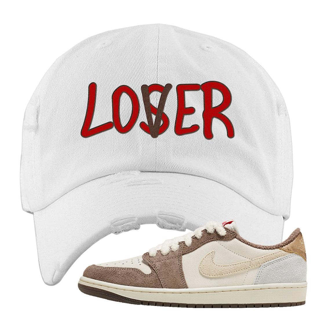 Year of the Rabbit Low 1s Distressed Dad Hat | Lover, White