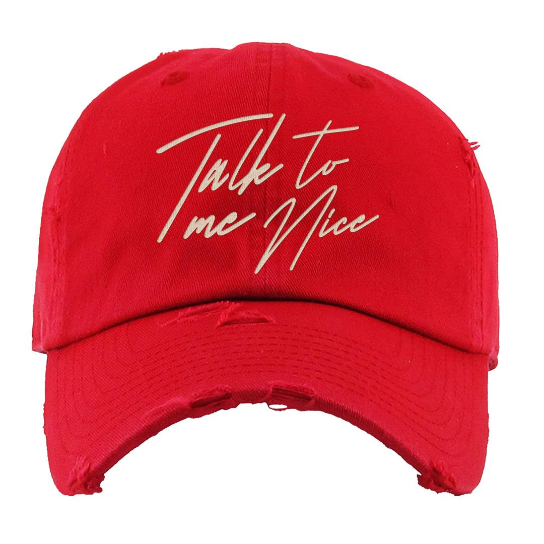 Year of the Rabbit Low 1s Distressed Dad Hat | Talk To Me Nice, Red