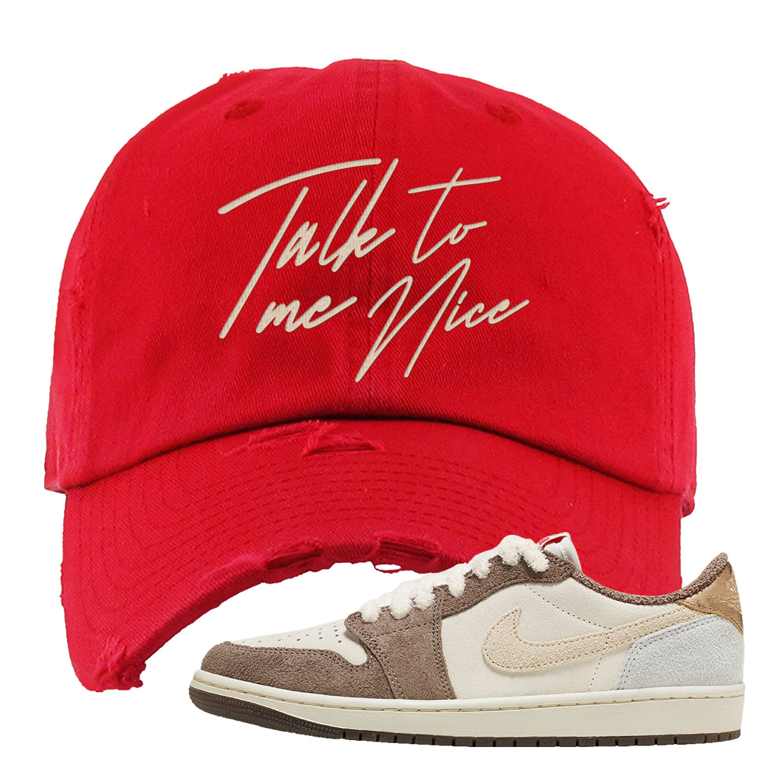 Year of the Rabbit Low 1s Distressed Dad Hat | Talk To Me Nice, Red