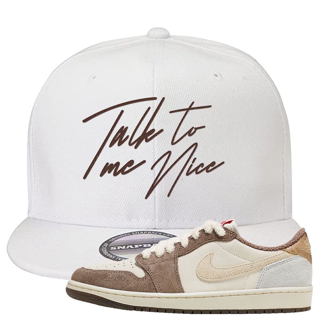 Year of the Rabbit Low 1s Snapback Hat | Talk To Me Nice, White