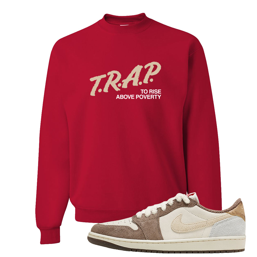 Year of the Rabbit Low 1s Crewneck Sweatshirt | Trap To Rise Above Poverty, Red