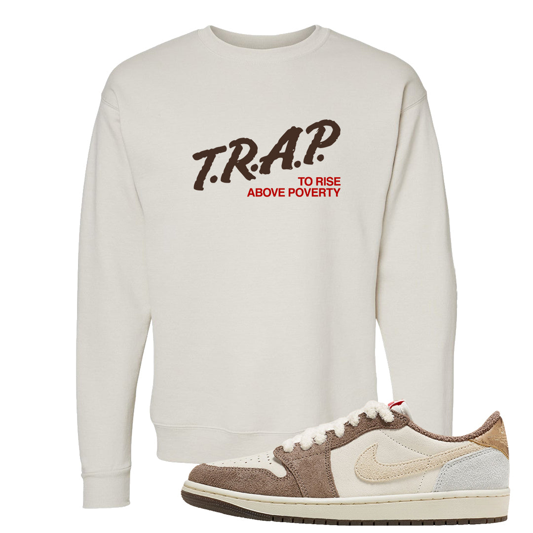 Year of the Rabbit Low 1s Crewneck Sweatshirt | Trap To Rise Above Poverty, Sand