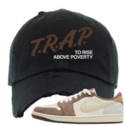 Year of the Rabbit Low 1s Distressed Dad Hat | Trap To Rise Above Poverty, Black