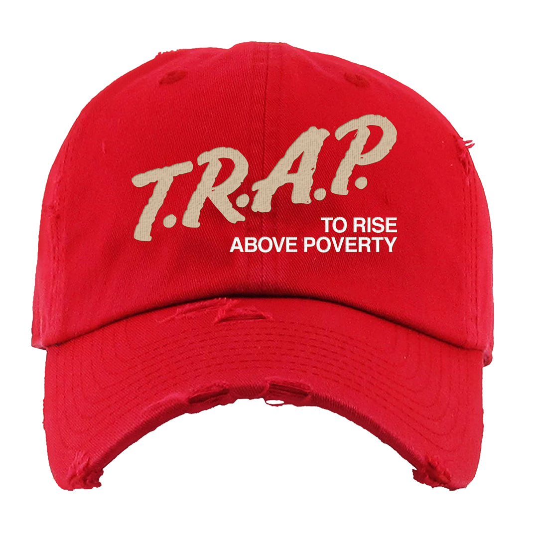 Year of the Rabbit Low 1s Distressed Dad Hat | Trap To Rise Above Poverty, Red
