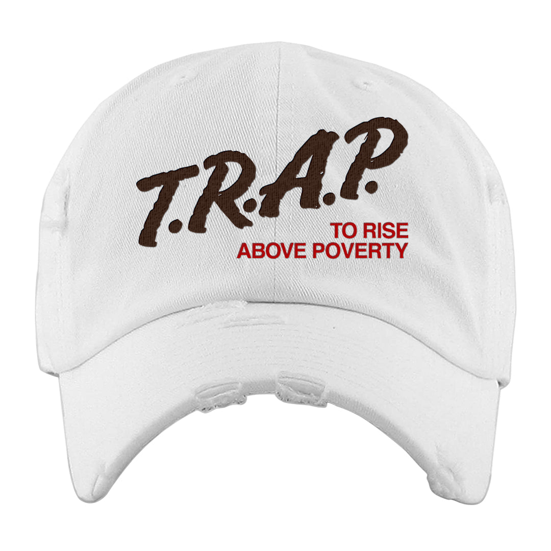 Year of the Rabbit Low 1s Distressed Dad Hat | Trap To Rise Above Poverty, White