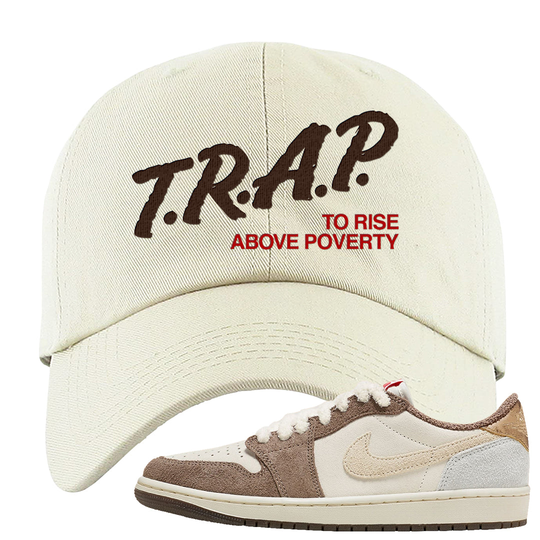 Year of the Rabbit Low 1s Dad Hat | Trap To Rise Above Poverty, White