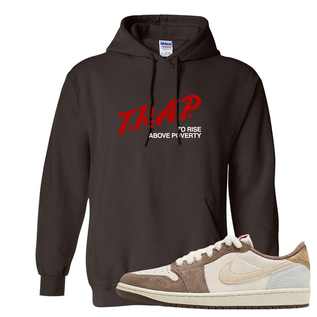 Year of the Rabbit Low 1s Hoodie | Trap To Rise Above Poverty, Dark Chocolate