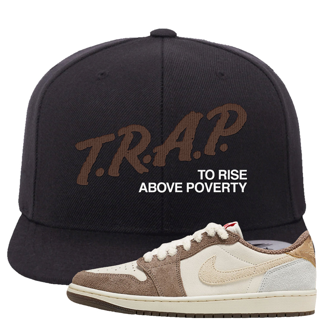 Year of the Rabbit Low 1s Snapback Hat | Trap To Rise Above Poverty, Black