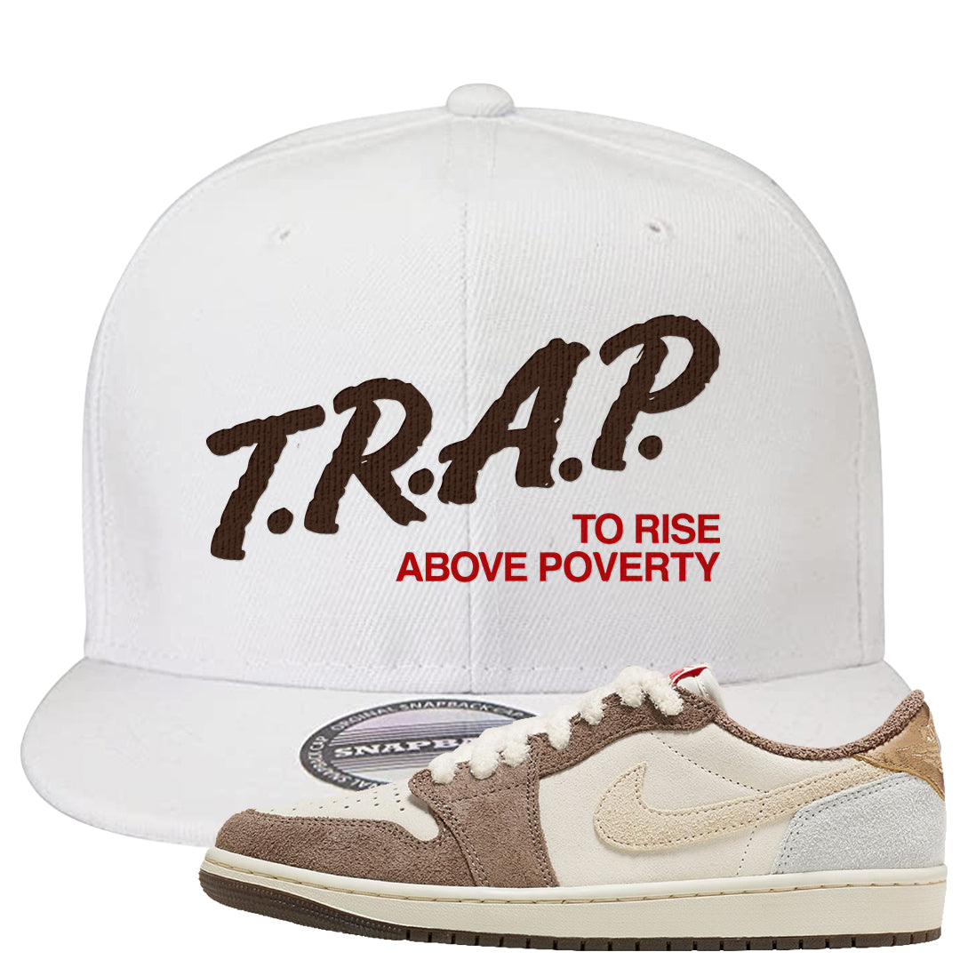 Year of the Rabbit Low 1s Snapback Hat | Trap To Rise Above Poverty, White
