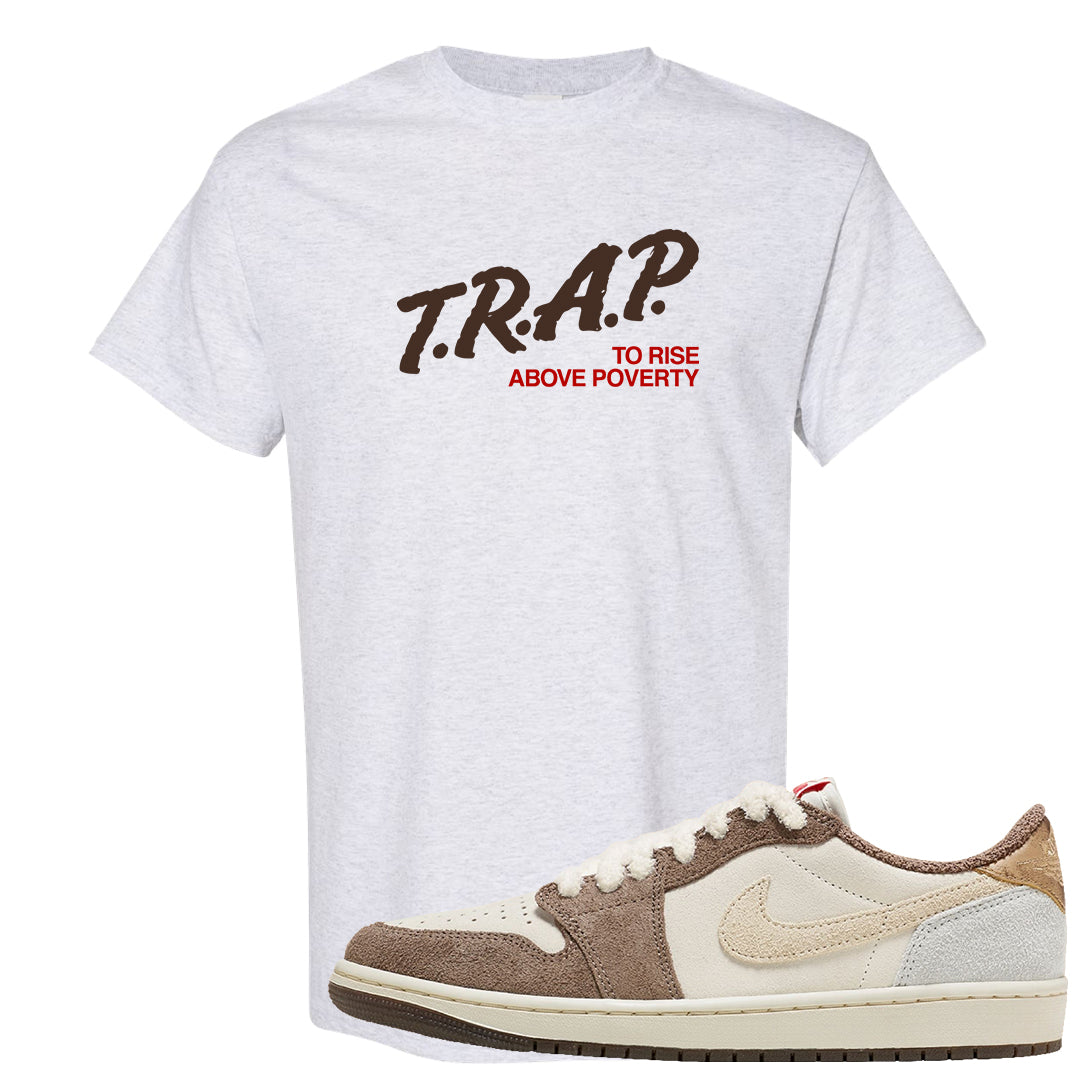 Year of the Rabbit Low 1s T Shirt | Trap To Rise Above Poverty, Ash