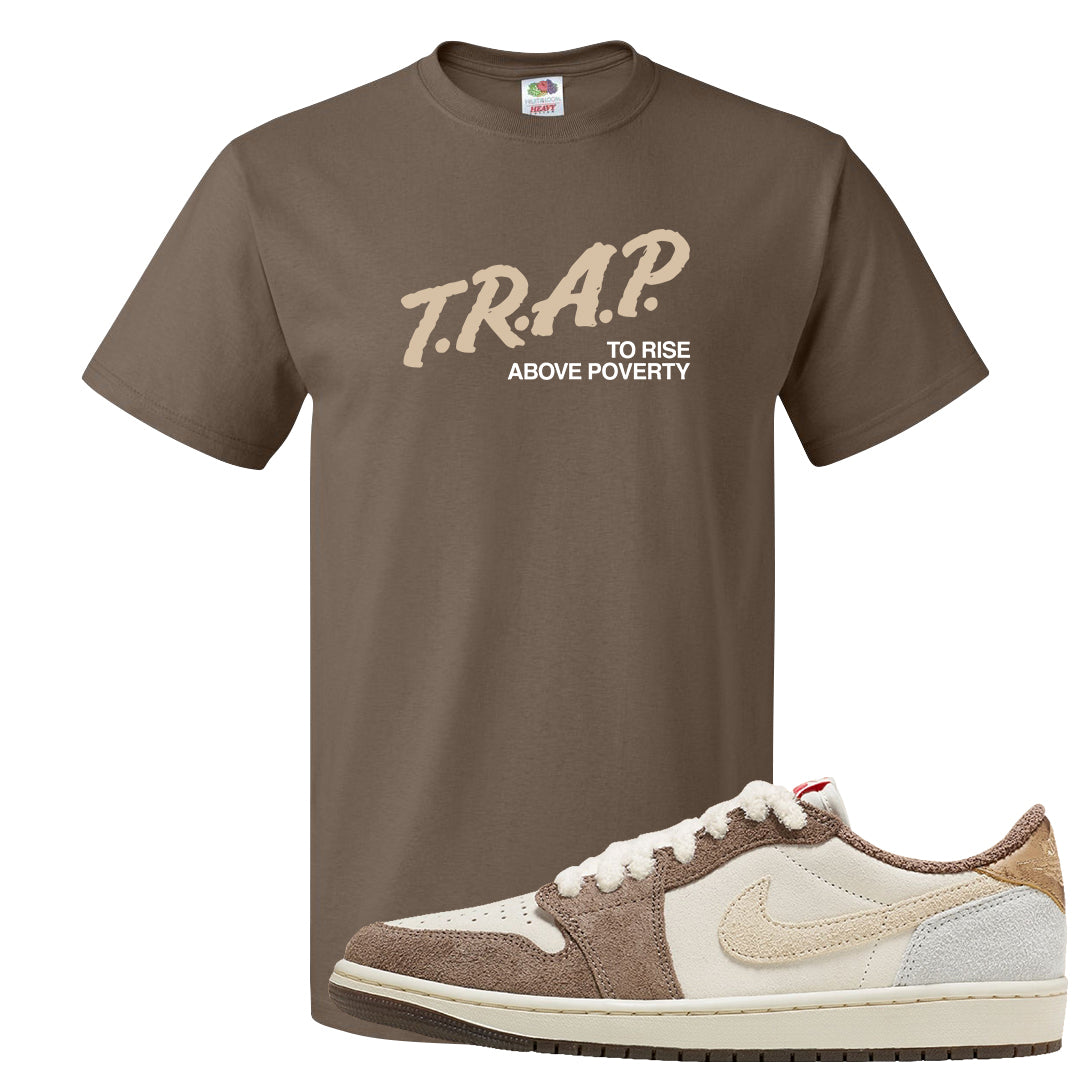 Year of the Rabbit Low 1s T Shirt | Trap To Rise Above Poverty, Chocolate