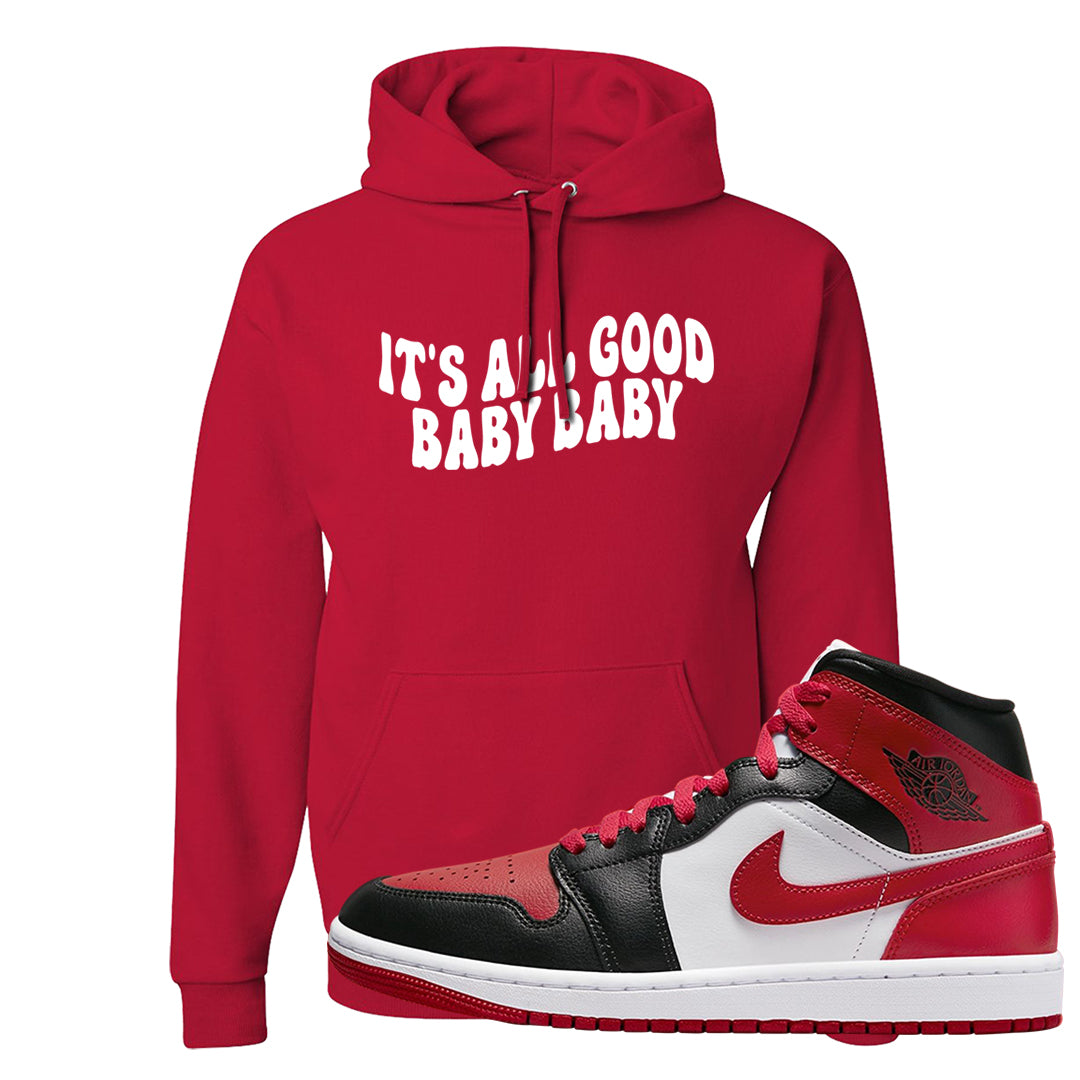 Bred Toe Mid 1s Hoodie | All Good Baby, Red