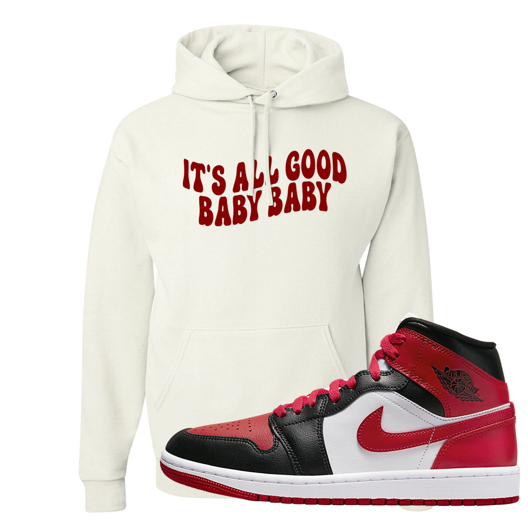 Bred Toe Mid 1s Hoodie | All Good Baby, White