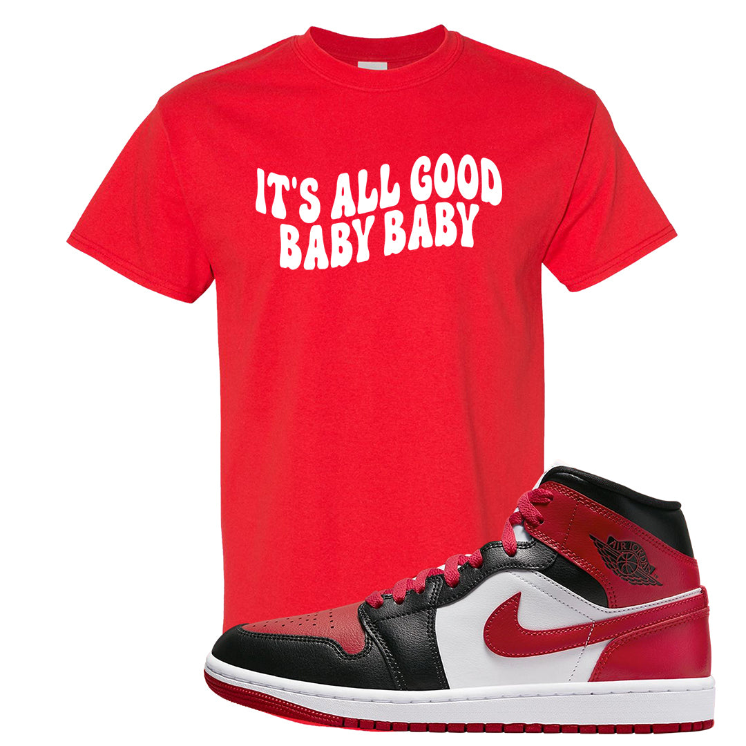 Bred Toe Mid 1s T Shirt | All Good Baby, Red