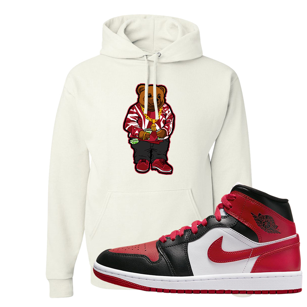 Bred Toe Mid 1s Hoodie | Sweater Bear, White