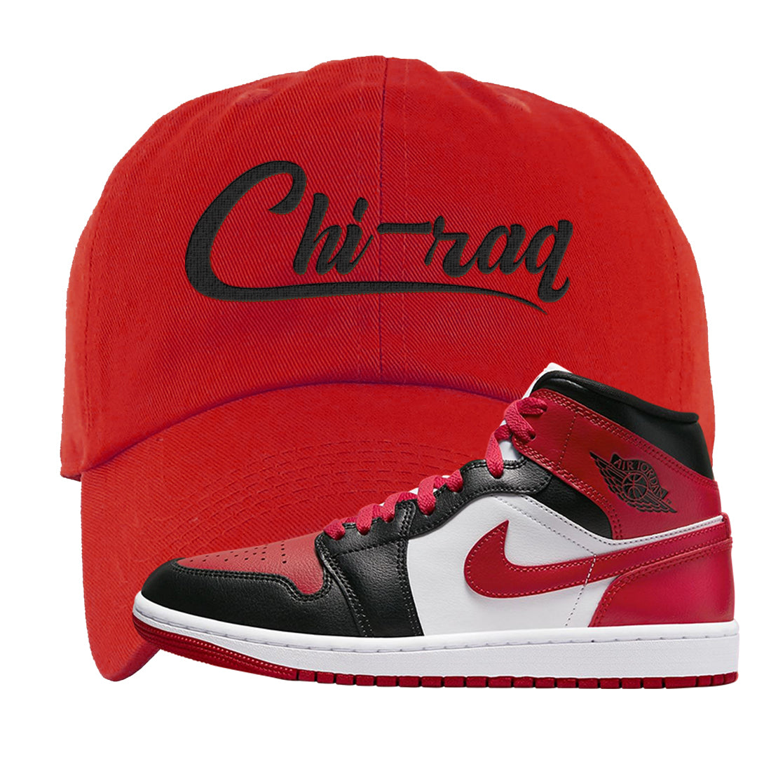 Bred Toe Mid 1s Dad Hat | Chiraq, Red