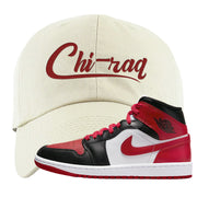 Bred Toe Mid 1s Dad Hat | Chiraq, White