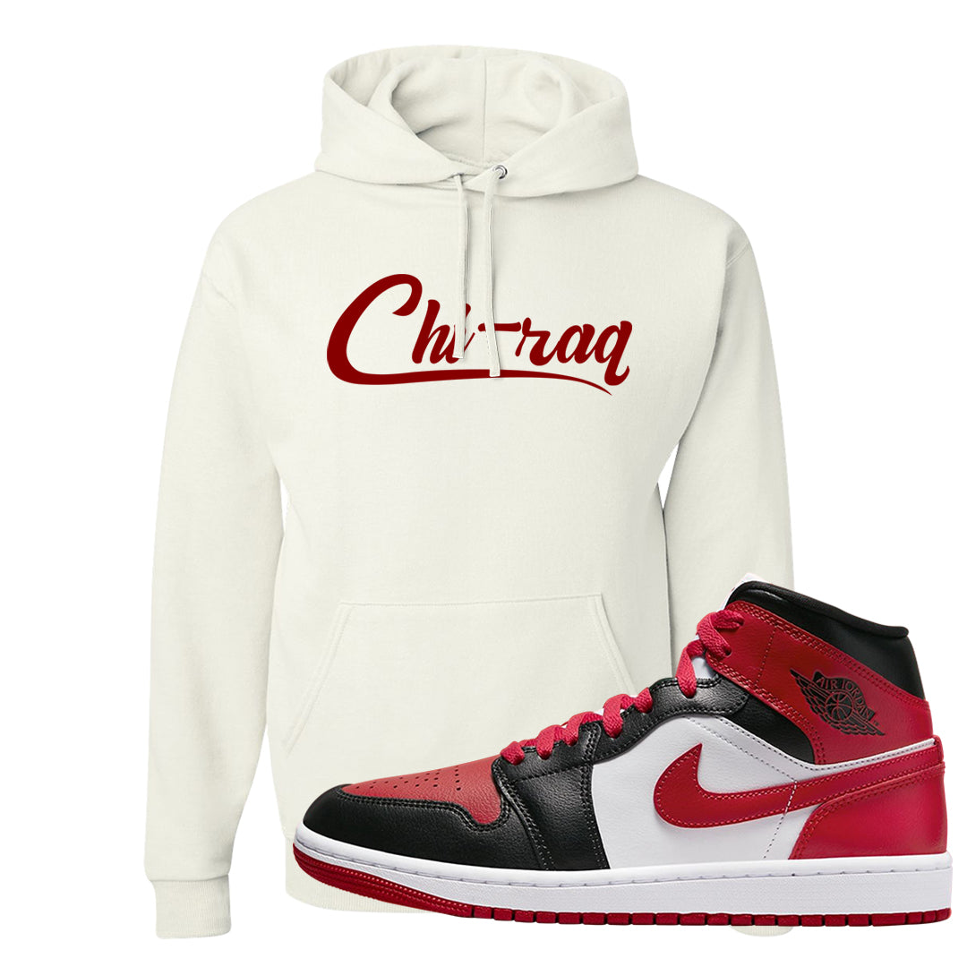 Bred Toe Mid 1s Hoodie | Chiraq, White