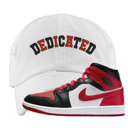 Bred Toe Mid 1s Distressed Dad Hat | Dedicated, White