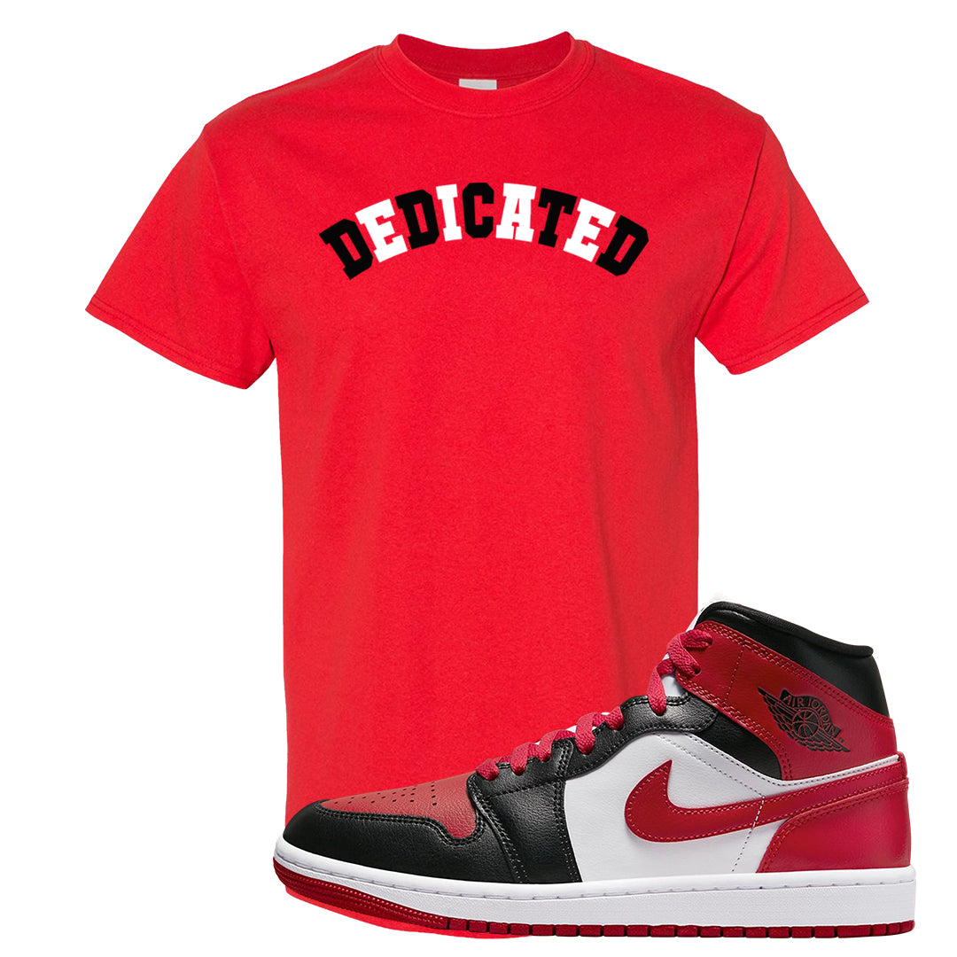 Bred Toe Mid 1s T Shirt | Dedicated, Red