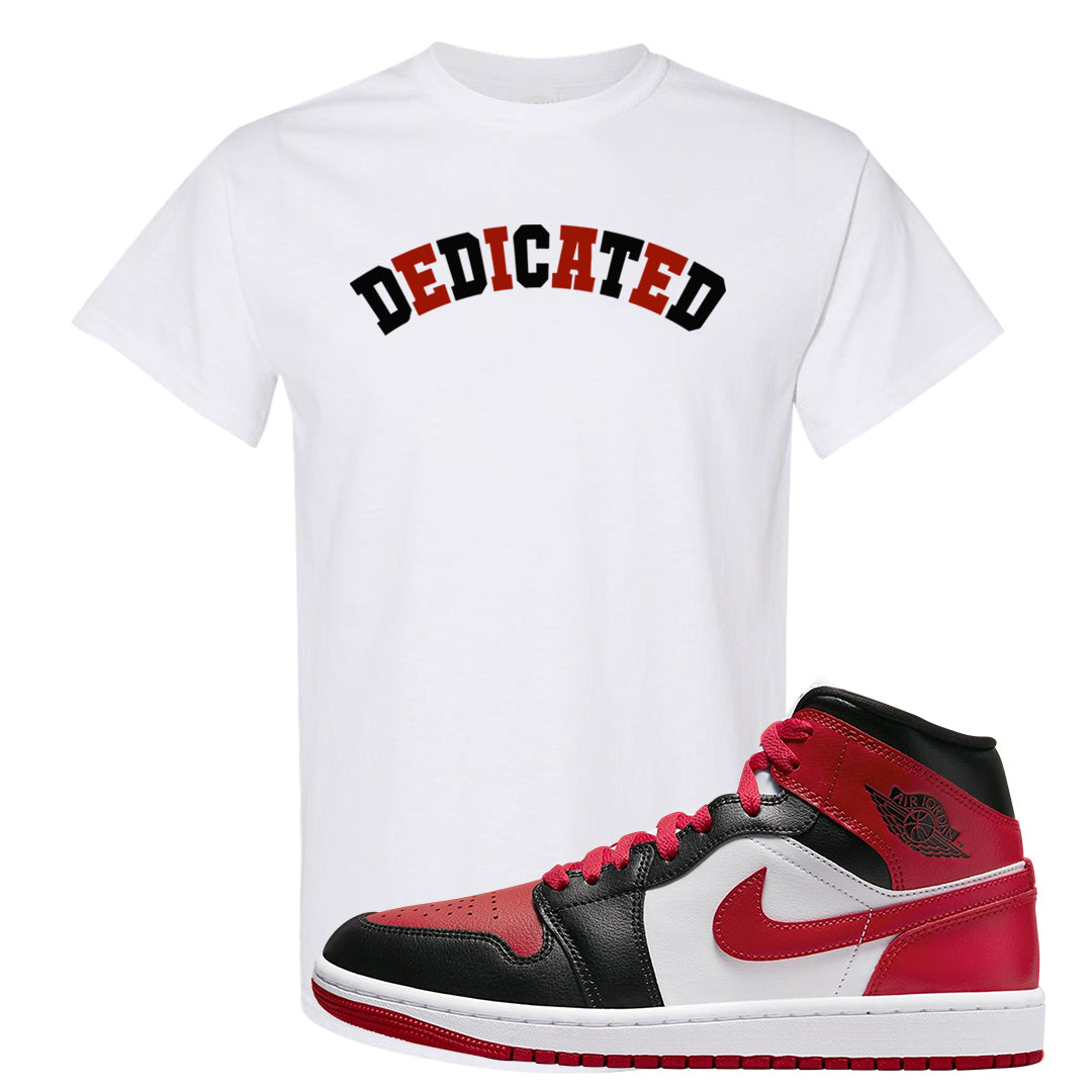 Bred Toe Mid 1s T Shirt | Dedicated, White