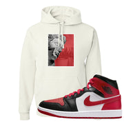 Bred Toe Mid 1s Hoodie | Miguel, White