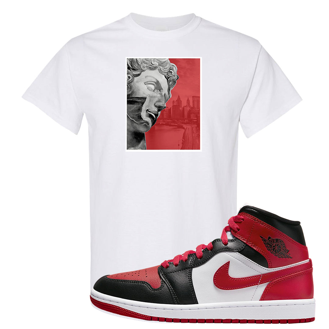 Bred Toe Mid 1s T Shirt | Miguel, White