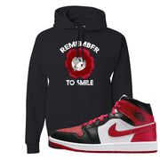 Bred Toe Mid 1s Hoodie | Remember To Smile, Black