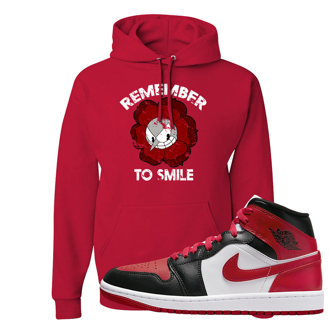 Bred Toe Mid 1s Hoodie | Remember To Smile, Red