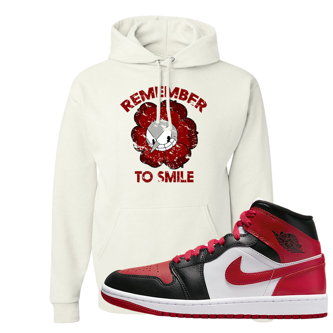 Bred Toe Mid 1s Hoodie | Remember To Smile, White