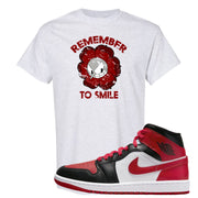 Bred Toe Mid 1s T Shirt | Remember To Smile, Ash