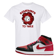 Bred Toe Mid 1s T Shirt | Remember To Smile, White