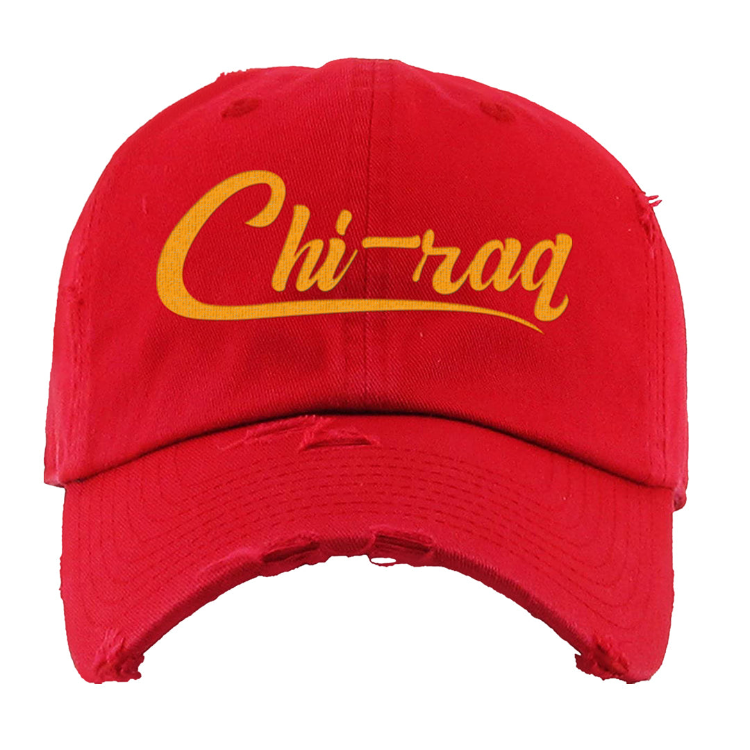 2022 Multicolor Low 1s Distressed Dad Hat | Chiraq, Red