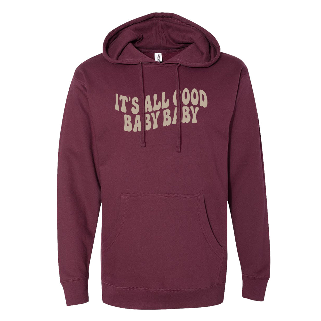 Cherrywood Sand Split Mid 1s Hoodie | All Good Baby, Maroon