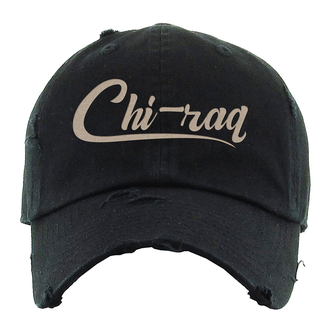 Cherrywood Sand Split Mid 1s Distressed Dad Hat | Chiraq, Black