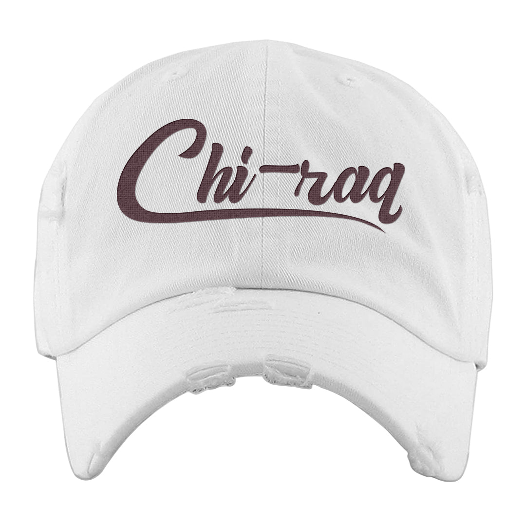 Cherrywood Sand Split Mid 1s Distressed Dad Hat | Chiraq, White