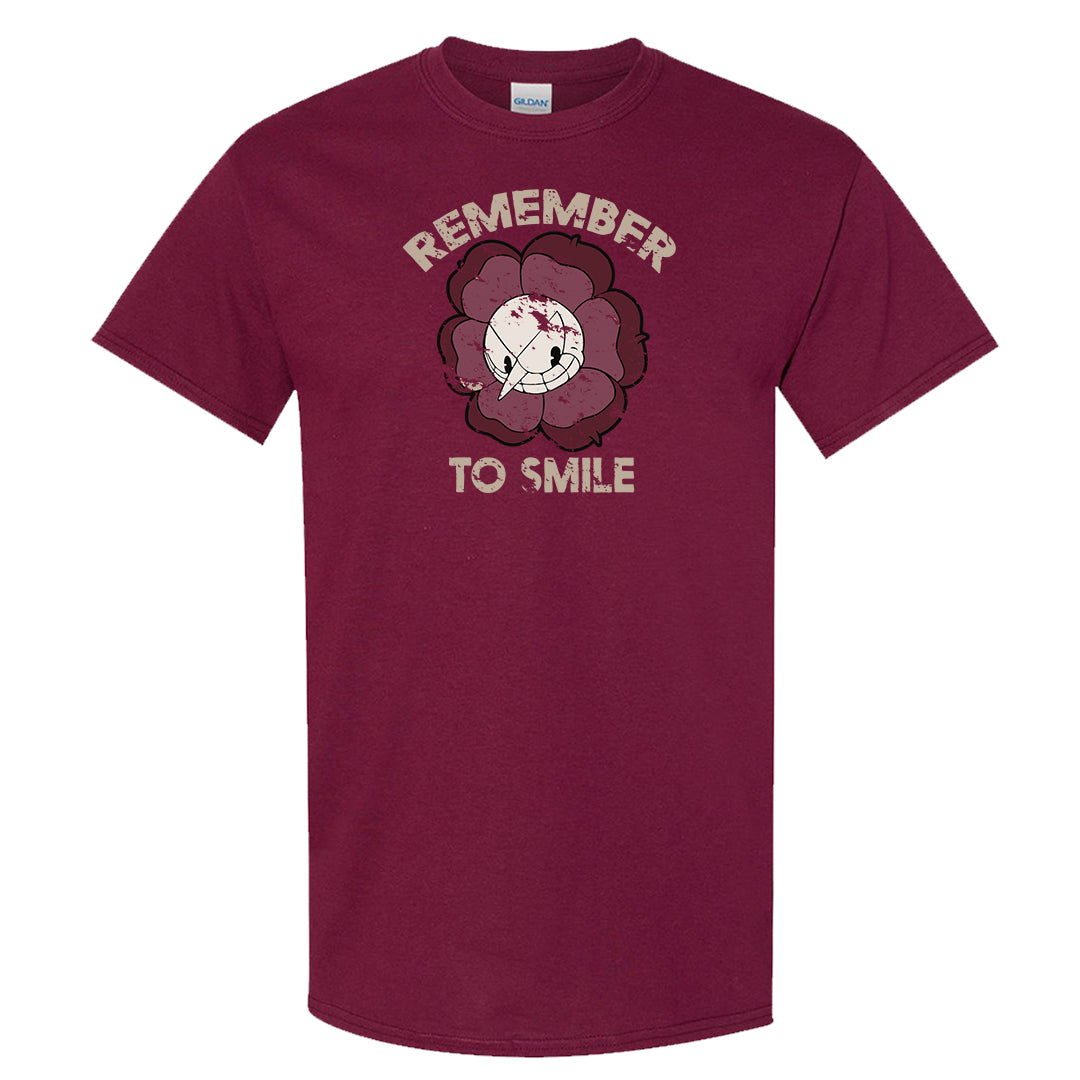 Cherrywood Sand Split Mid 1s T Shirt | Remember To Smile, Maroon
