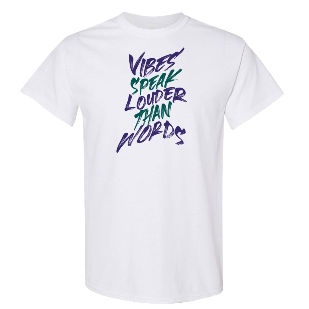 Grape Mid 1s T Shirt | Vibes Speak Louder Than Words, White