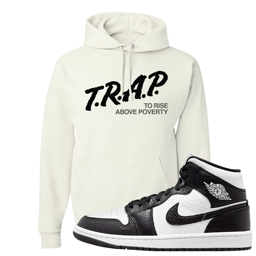 Homage Split Black White Mid 1s Hoodie | Trap To Rise Above Poverty, White