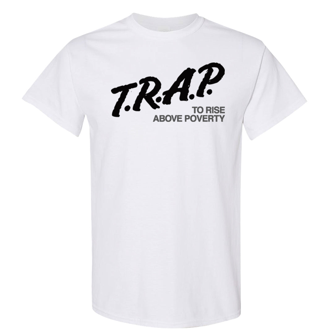 Homage Split Black White Mid 1s T Shirt | Trap To Rise Above Poverty, White