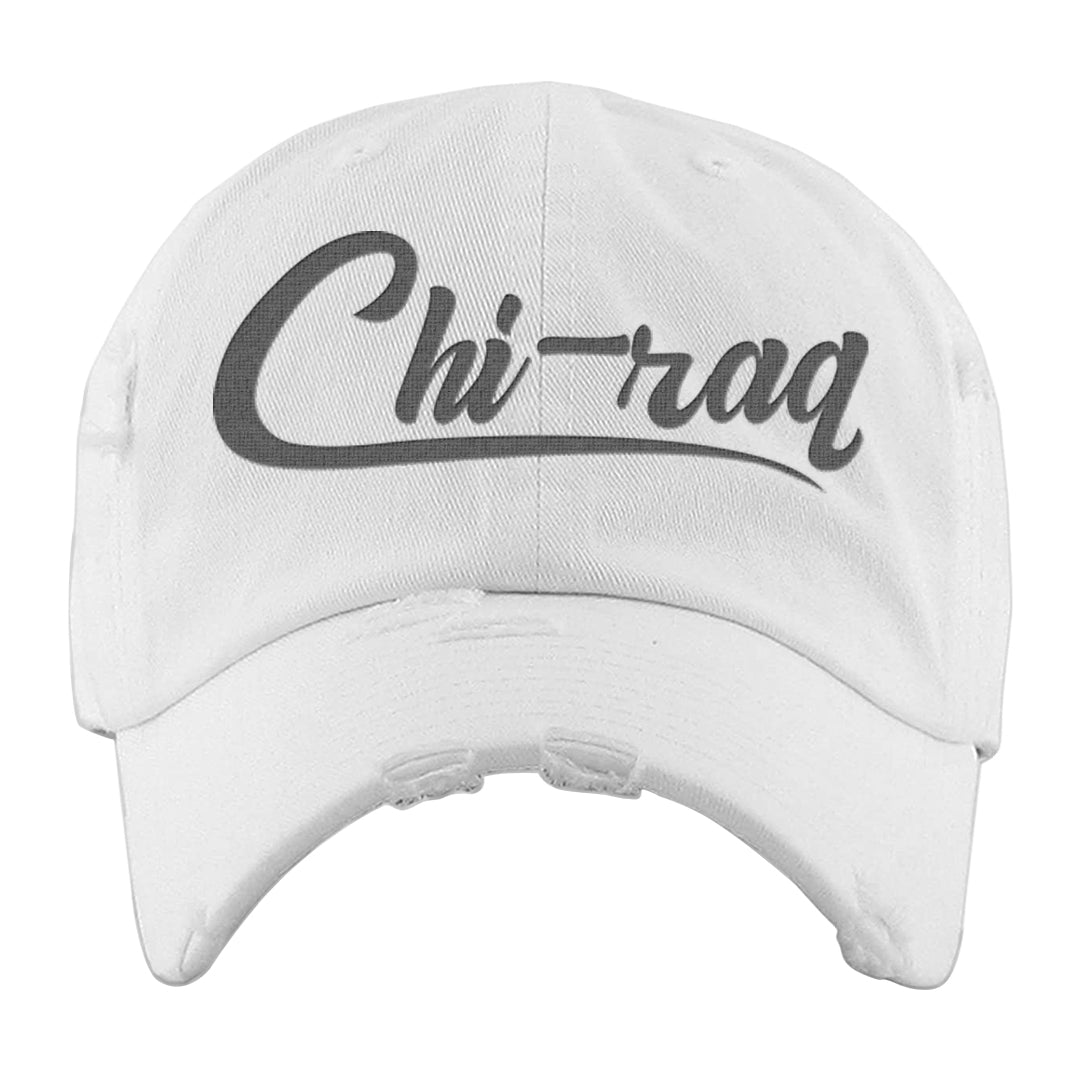 Inside Out Mid 1s Distressed Dad Hat | Chiraq, White