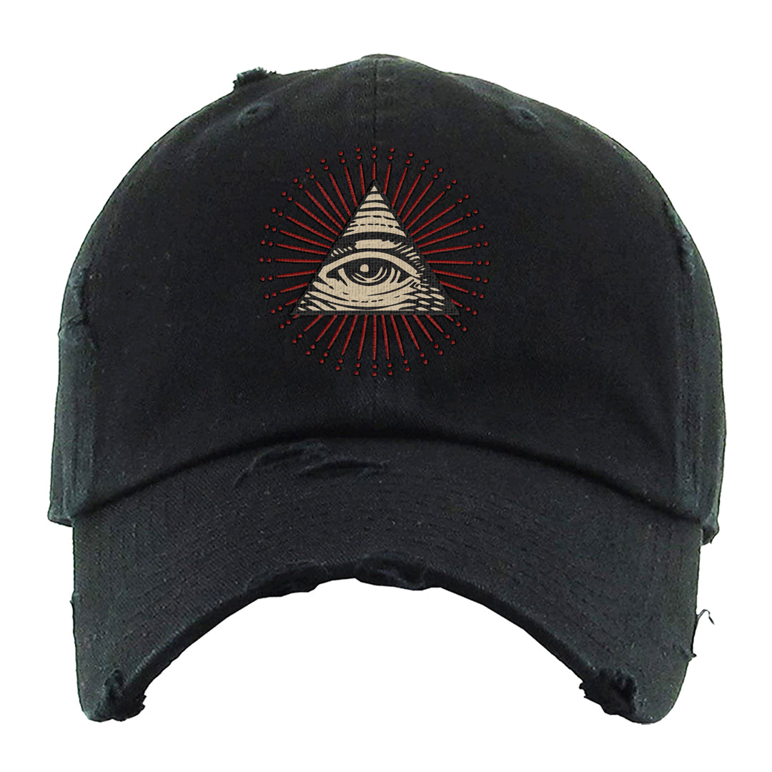 Tiki Leaf Mid 1s Distressed Dad Hat | All Seeing Eye, Black