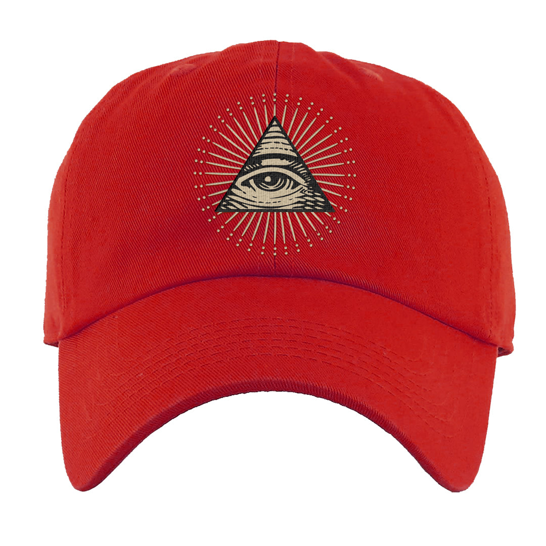 Tiki Leaf Mid 1s Dad Hat | All Seeing Eye, Red
