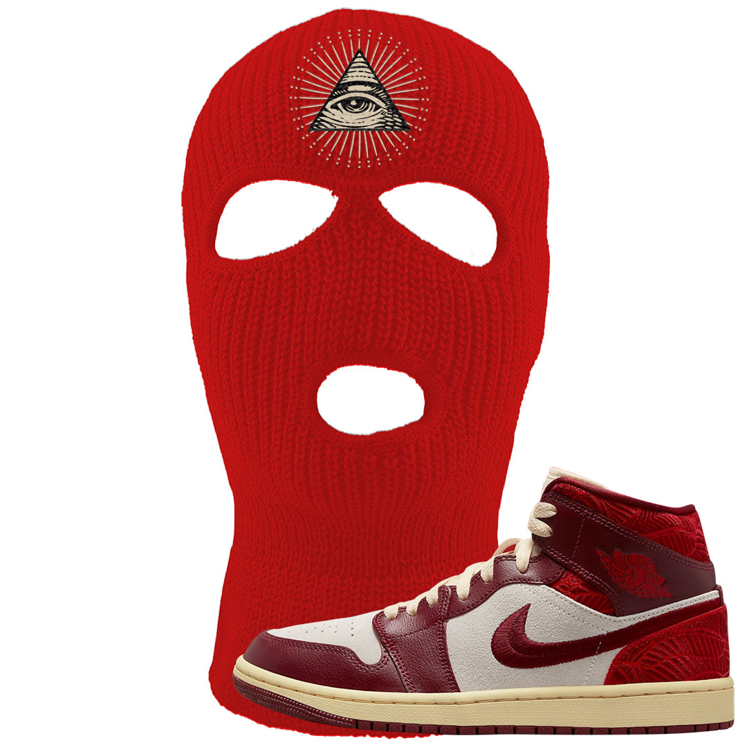 Tiki Leaf Mid 1s Ski Mask | All Seeing Eye, Red